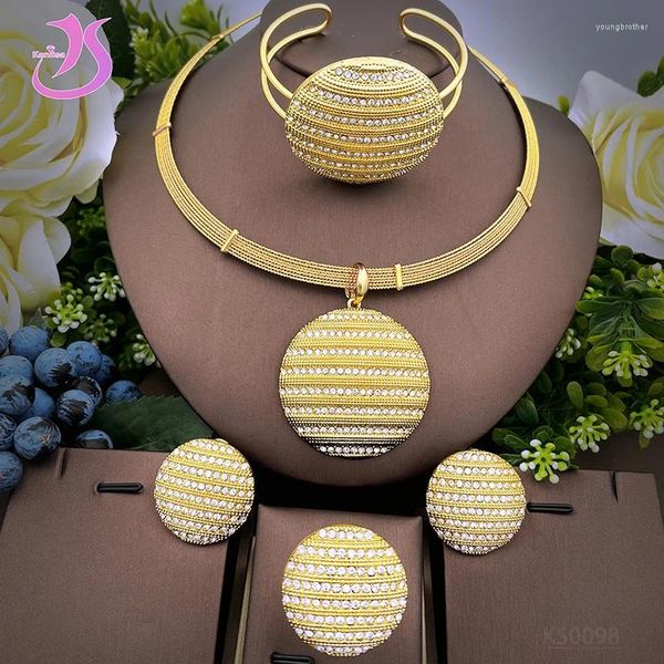 Orecchini di collana set gioielli placcati brasiliani per donne set di moda orecchini e regalo per feste di nozze in pendente