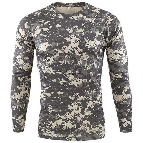 Herren-T-Shirts Neue Outdoor Schnell trockene T-Shirt Männer Taktische Tarnung Langarm runden Nacken Sportarmee Militär T-Shirt Camo Funny 3D T-Shirtl2312.21