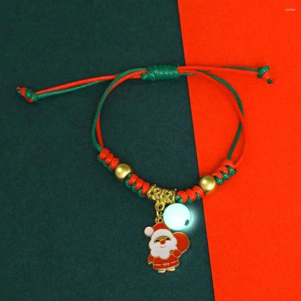 Charme pulseiras natal pulseira luminosa bonito santa elk floco de neve advento grinalda pingente corrente de mão para womn jóias acessórios