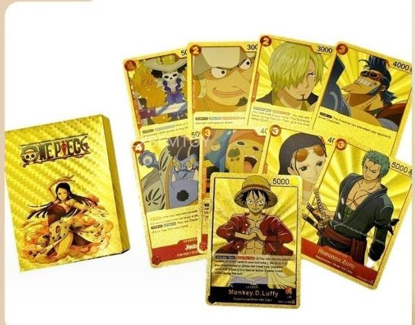 Kartenspiele 55 ein Stück Englisch Gold Folienkarten Luffy Zoro Stam Japanische Manga Peripherale Sammlung Drop Lieferung Otuz2