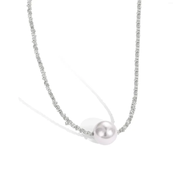 Ketten Karloch S925 Sterling Silber Halskette Damen Tamsui Perle Eingelegter Charm Anhänger Kalter Wind Gebrochene Kragenkette