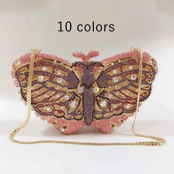 10 colori farfalla donne pochette di cristallo borse da sera della signora s borsa pietre minaudiere borse borse da festa di nozze 231220