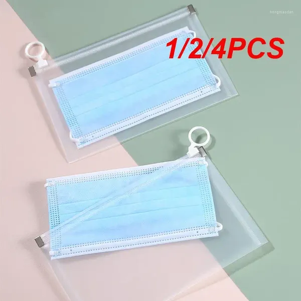 Aufbewahrungstaschen 1/2/4pcs Tragbare Maskenbox wasserdichte Reißverschlussbeutel transparent wiederverwendbare saubere Gesundheit für Heimschlafzimmer