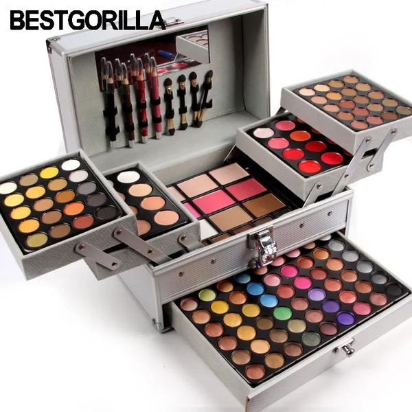 Set set di trucco professionale Hot Miss Rose nella scatola di alluminio Tre strati includono Blush di lucidalabbra per ombretto glitter per truccatore