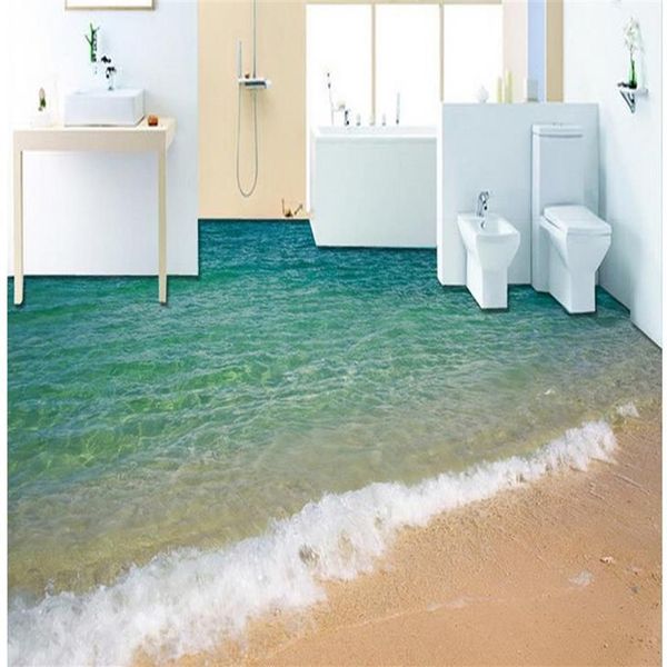 Pintura moderna de piso 3d Seaside Surf Beach Pintura MURAL-3D PVC PAPELA DE PAREDOR DE AUTO-ADESIÃO WALLPAPER-3D246G