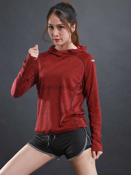 Roupa de ioga Autumn Mulheres finas correndo camisetas ginástica Mangas de fitness de fitness Sortos de moleto