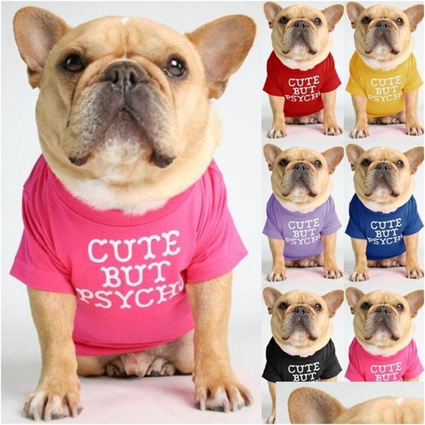 Vestuário para cães Camisas para cães Roupas impressas com letras engraçadas Verão T Cool Cachorrinho Respirável Roupa Moletom Macio para Cães 20 Design Dhntk