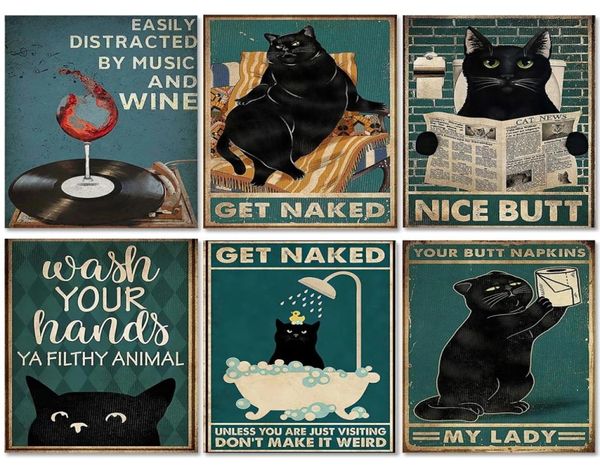 2023 Funny Horse Sheep schwarze Katzen Metallmalerei Poster Vintage Metall Zinnschild Retro -Tiere Plaquesschilder Haustier Shop Home Wall Decor 4592492