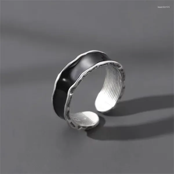 Cluster Ringe Trendy 925 Silber Ring Männlicher Zeigefinger Zubehör Retro Persönlichkeit Schwarz Für Männer Schmuck Offene Größe