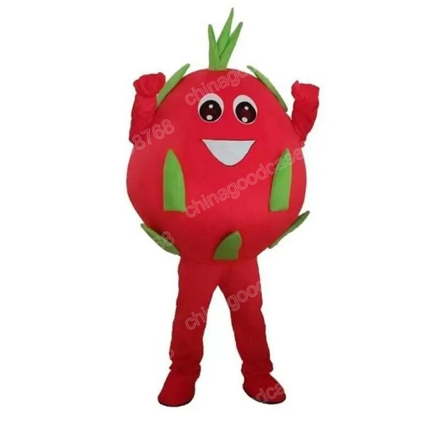 Christmas Red Pitaya Mascot Costume Halloween Fanche Fanche Party Cartoon Character Autfit Suit Carnival Tamanho dos adultos Roupa de aniversário ao ar livre