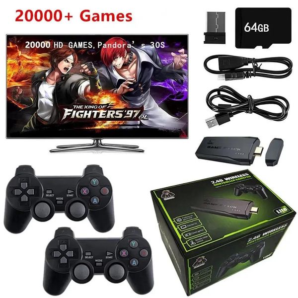 Giocatori M8 X2 Plus Gamestick 3D Console per videogiochi retrò 2.4G Controller wireless 4K HD 4.3 Sistema 40000 Giochi 40 Emulatori per SEGA/PSP/