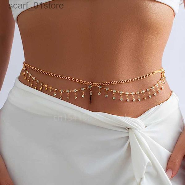 Cinture a catena della vita sexy stella di strass star nappa a ciondolo catena della cintura della pancia per donne per donne bikini rave bo gioielli y2k accessori SL231221