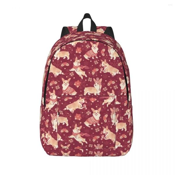 Sırt çantası Noel Hediye Kadın Kış Corgis Hayvanlar Tatil Baskı Backpacks Güzel Lise Çantaları Egzersiz Kalite Sırtı