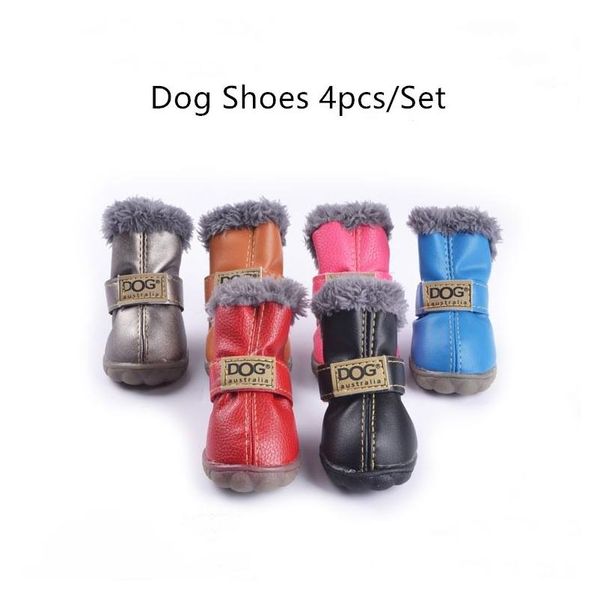 Vestuário para cães Vestuário para cães Sapatos para animais de estimação 4 Pçs / set Botas de inverno quentes para Chihuahua Sapatos de neve impermeáveis Cachorrinho ao ar livre Roupa Anti Slid Drop de Dhvgp