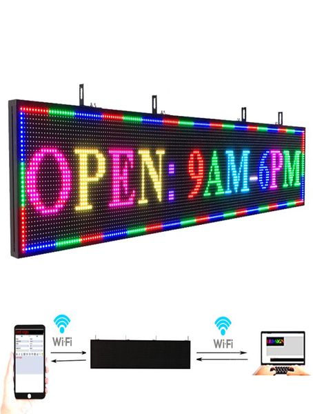 Sinal led rolagem mensagem display ao ar livre cor completa p10 77quotx14quotwifi controle eletrônico para publicidade de negócios board3656330