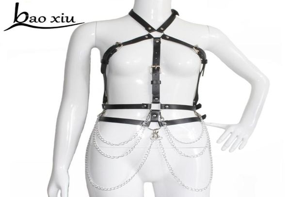 Sexy Women Garter Suspenders de cinto de couro Bondage Centro de escultura de metal Taxel Chaist cintura cinto fêmea Braeset Straps6835763