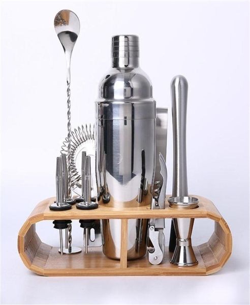 Bartending Cocktail Shaker Barkeeper Kit Shakers Edelstahl 12 -Piece -Werkzeug -Werkzeug -Set mit stilvollem Bambusstand260U8913592