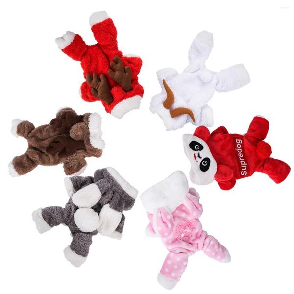 Abbigliamento per cani Abbigliamento per animali domestici - Cappotto in pile a quattro zampe con doppi strati spessi e adorabile design a renna