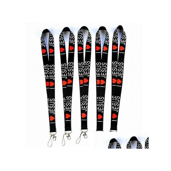 Handy -Gurte Reiz Ich liebe Jesus Styles Hals Lanyard für MP3/4 Handy -ID -Kartenschlüsselkette Black Mode gute Qualität D dhwsd