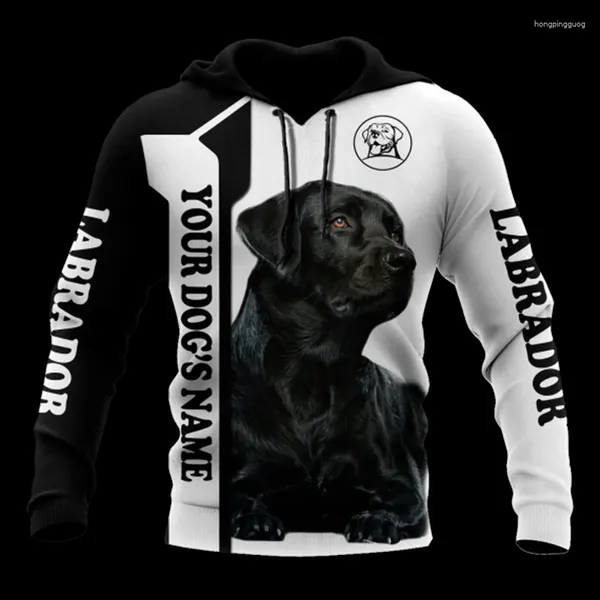 Hoodies masculinos presentes do cão premium amor preto labrador retriever 3d impresso hoodie feminino para homem pullovers rua agasalho presente