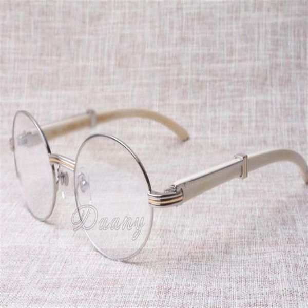 2017 Neue Retro-Runde Gläser 7550178 Horn weiße Brillen Männer und Frauen Spektakelrahmen Gläsern Größe 55-22-135 mm309x
