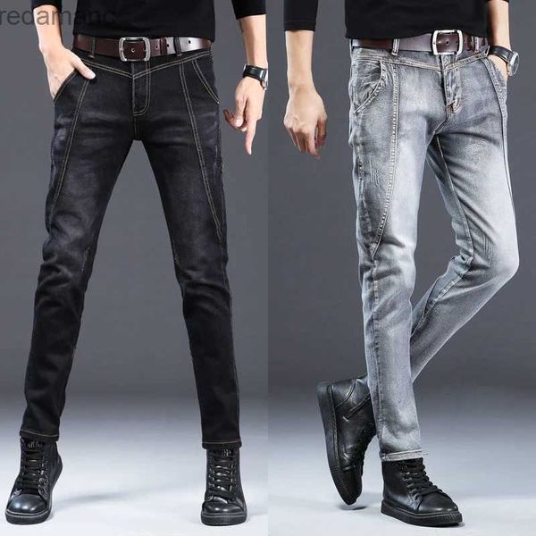 Herren Jeans Herren schlanke graue Jeans Stretch Jeanshose Kratzer schwarze Jeans hochwertige trendige lässige Jeans stilvolle Jeans Hosen Männer; YQ231221