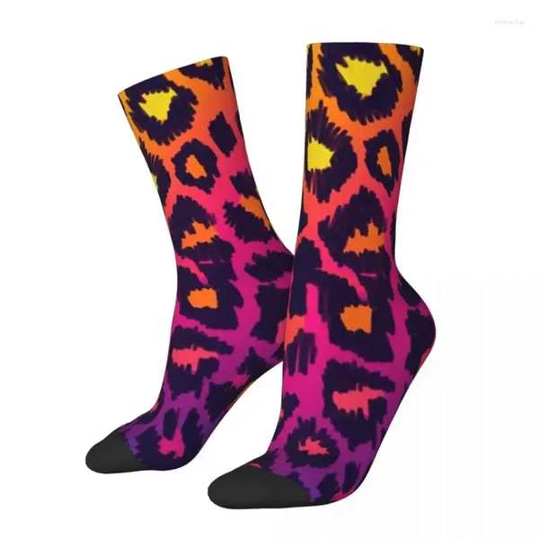 Herrensocken, bunt, Regenbogen, Leopard, Fußball, Gepard, Tier, Polyester, Crew für Unisex, rutschfest