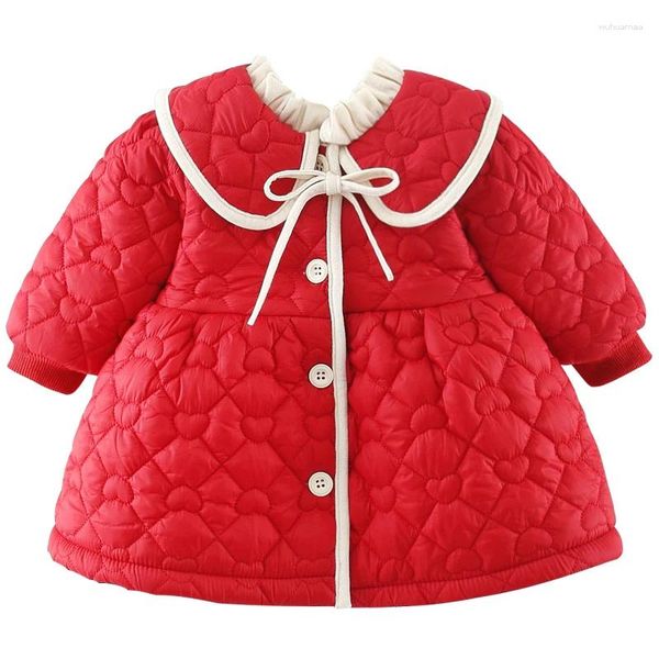 Piumino Autunno Inverno Giacche Nato Vestiti per ragazze Coreano Carino Principessa Collare per bambola Bambino Tuta da neve Abbigliamento per bambini BC1359-1