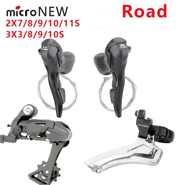 Micro Road Bike Shifters 3x7891011 Bicycle a leva del freno di velocità 2x7 2x8 2x9 2x10v Deralleur Groupset di trasmissione 231221