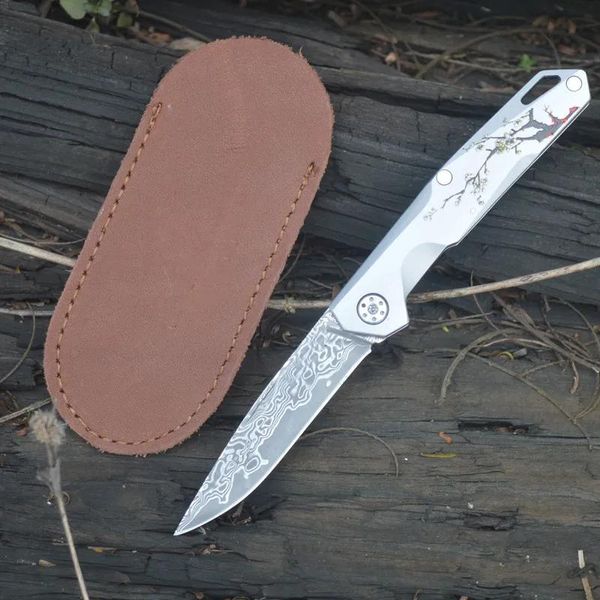 Novo VG10 Damasco Aço Blade dobrável Pocket Mini Knife Camping Outdoor Tool portátil EDC Self Defense Survival Knives