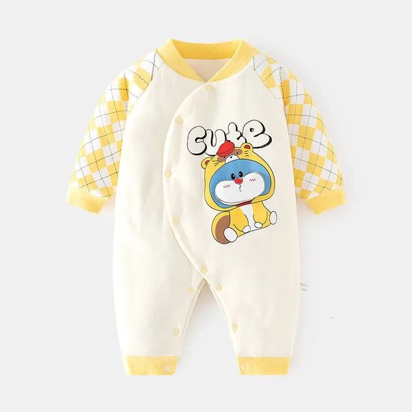 Одежда для мальчика от 0 до 3 месяцев, родившихся, боди, густые теплые мультипликационные картинки Принт зимний рожденные комбинезоны 231221