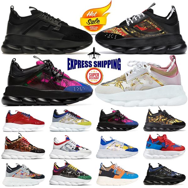 versace chain reaction  Caoutchouc Daim Maille Noir Blanc Or Rouge Cerise Orange Hommes Baskets En Plein Air Chaussure Casual