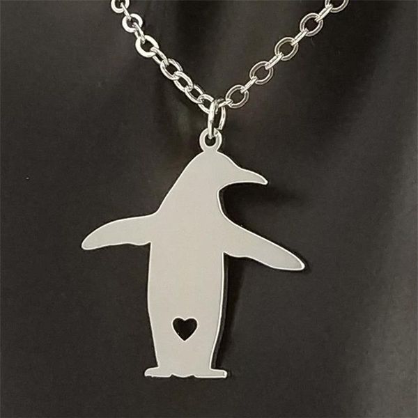 Acciaio inossidabile in acciaio a pendente pinguino collana argento amore per animali da donna e donne gioielli regalo di San Valentino 340a