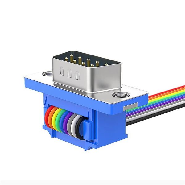 DB9-Seriellanschlusskabel aus reinem Kupfer, farbiges Flachkabel, DB9-Stecker, DB9-Stecker-auf-Buchse-Crimp-Flachkabel, Eins-zu-eins-Verkabelung