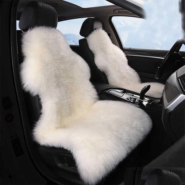 Capas de assento de carro Ers Real Genuine Sheepskin for Cars 1pcs Luxury Fur Er Cushion Warm Wood Drop Drop Daturing Automobiles Motorcycles in Dhqu8