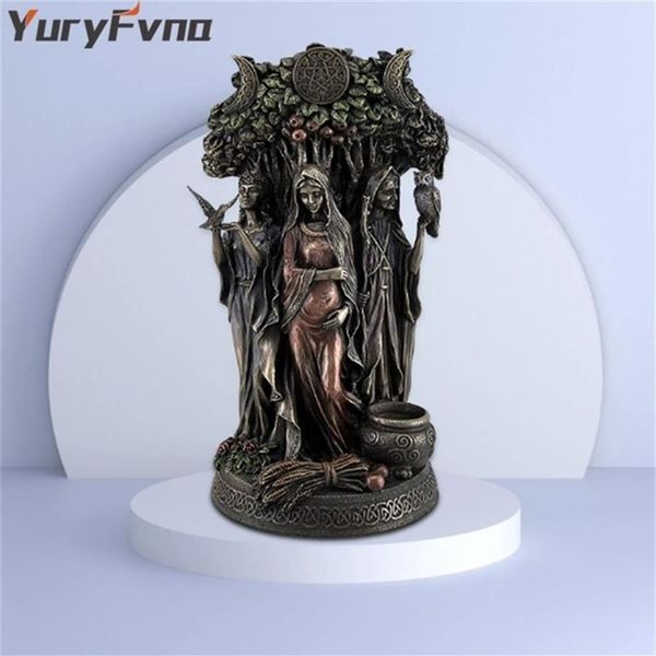 YuryFvna 16 cm Harzstatue Griechenland Religion Keltische Dreifache Göttin Jungfrau Mutter und die alte Frau Skulptur Figur 220112210B