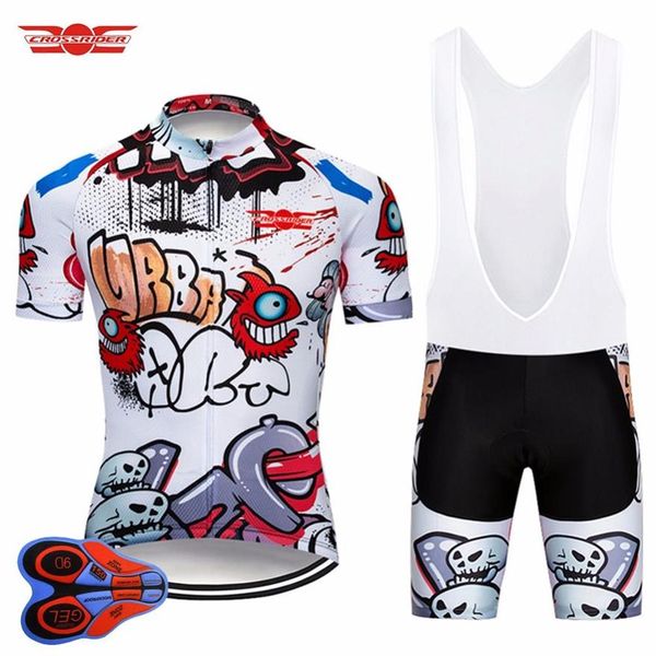 Crossrider 2019 Funny Cycling Curto Jersey 9D Bib Conjunto de bicicleta MTB Roupas de bicicleta respirável MAILLOT CULOTTE218K