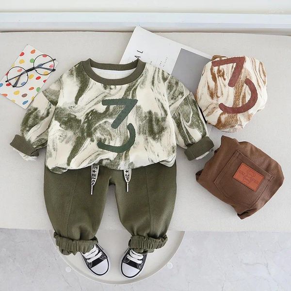 Set di abbigliamento ragazzi set a due pezzi Design tie-dye Felpa e pantaloni per bambini primaverili