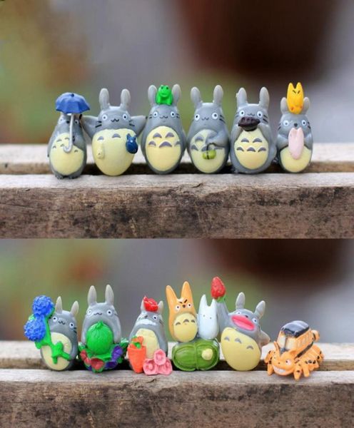 12 PCsSet My Nachbar Totoro Garden Dekorationen Mini Figur DIY Moos Micro Landscape Toys New Fairy Garden Miniatures Harz Dekor2669267