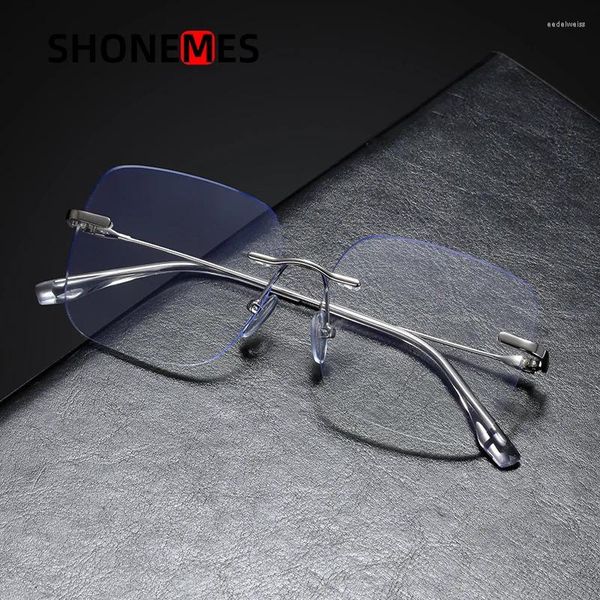 Sonnenbrille Shonemes Randless Brille Rahmen Stilvolle Square Brille Computer Übergroße Brille Schwarz Roségold Silber für Männer Frauen