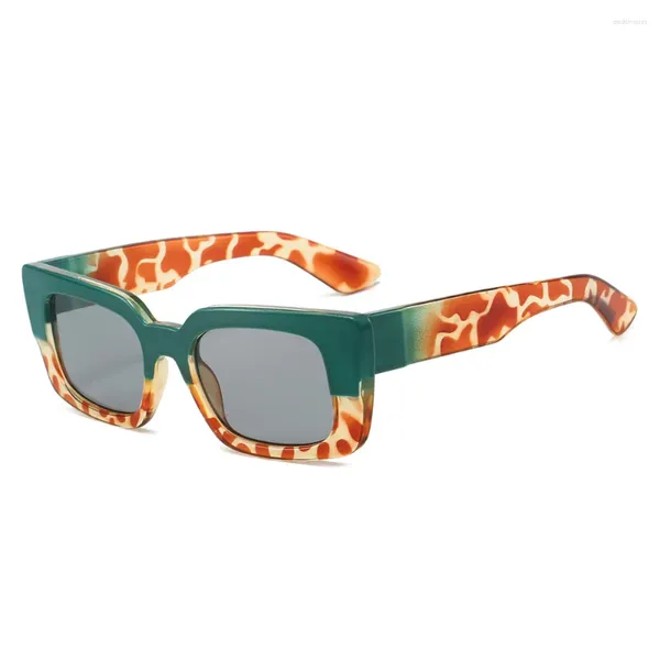 Солнцезащитные очки квадратные женские модные контрастные цветовые оттенки UV400 ретро леопардовые мужские солнцезащитные очки с двойным градиентом