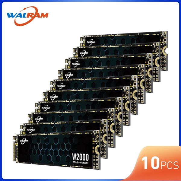 WALRAM 10 шт. M.2 NVMe SSD 256 ГБ 128 ГБ 512 ГБ 1 ТБ M2 PCIe твердотельный накопитель 2280 внутренний жесткий диск для настольного ноутбука 231220