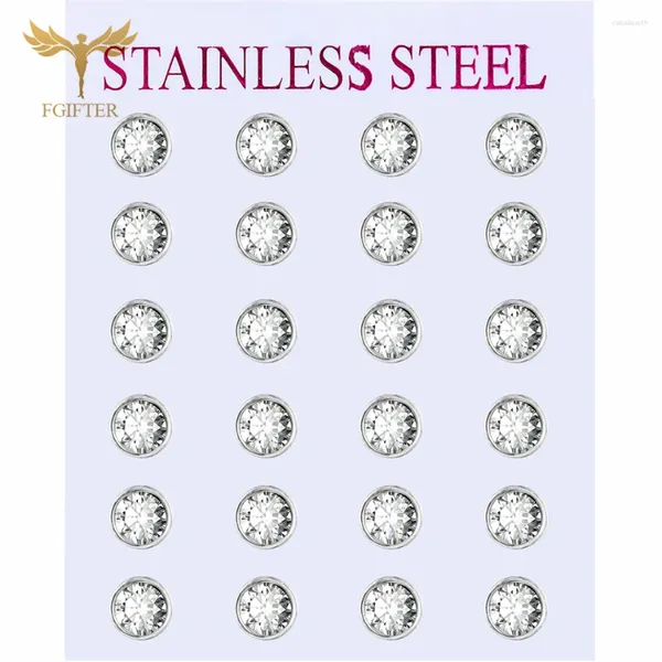 Orecchini per borchie set di zircone in cristallo bianco per uomini donne minimaliste semplici borchie in acciaio inossidabile piercing gioielli all'ingrosso 12 coppie all'ingrosso