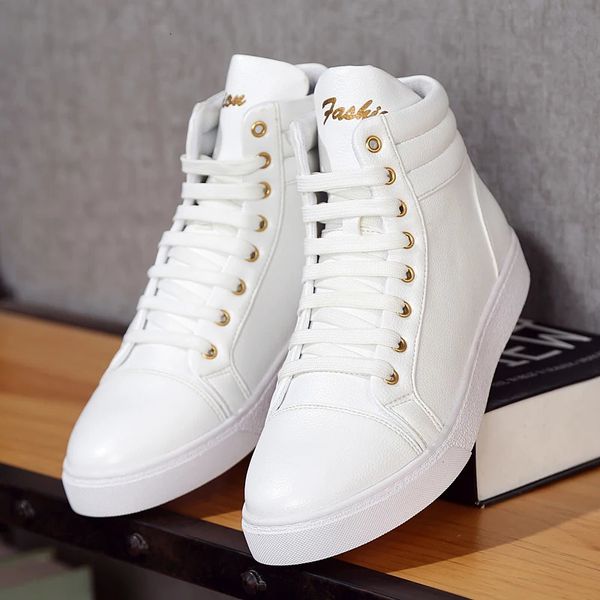 Marca dos homens sapatos de skate casual unisex alta superior lighweight sapatos esportivos meninos meninas legal rua branco tênis couro macio 231220