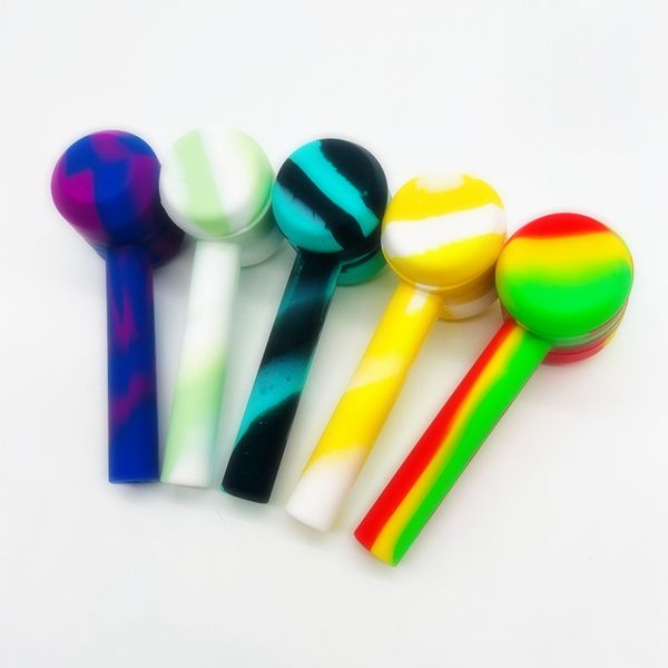 Colorido Silicone Pirulito Forma Tubos De Vidro Singlehole Filtro Tigela Portátil Plataformas De Petróleo Stash Case Herb Tobacco Cigarette Bong Fumar Palha Handpipes