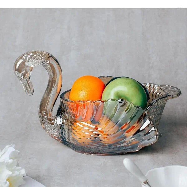 Teller Schwanenkristallglas Obstteller transparent dekorative Aufbewahrung Ornamente Home Bowl Candy Jar Tablett Tank