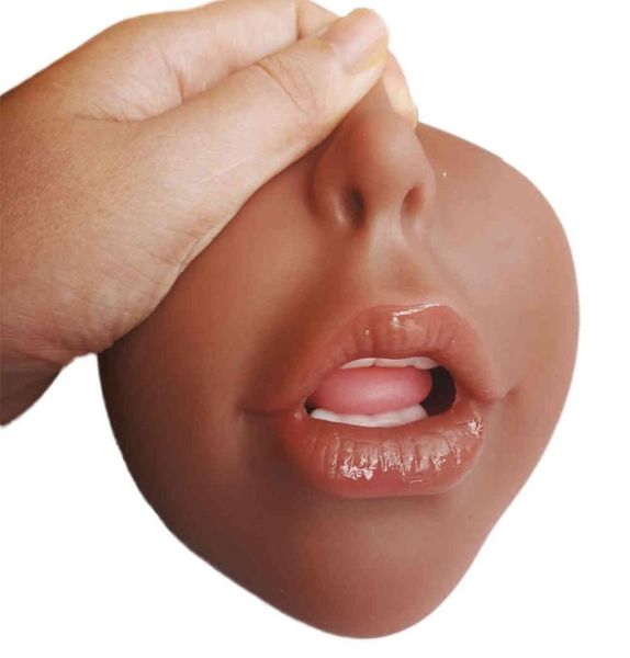 Künstlicher 3D -Mund männlicher Masturbator Real Deep Throat Oral Cup mit Zunge Blowjob -Tasche Erwachsene Sexspielzeug für Männer 201242195028