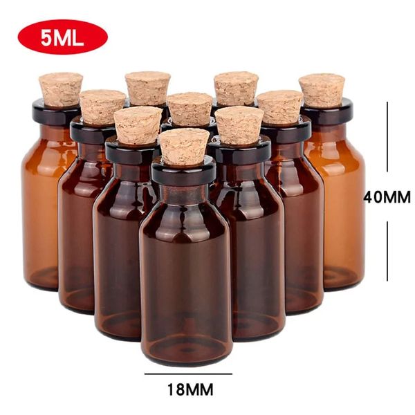 300pcs Mini Brownglasflaschen mit Korkunterbrechern 5ml DIY Art Crafts Storage Container winzige Glasfläschchen für die Hochzeitsdekoration