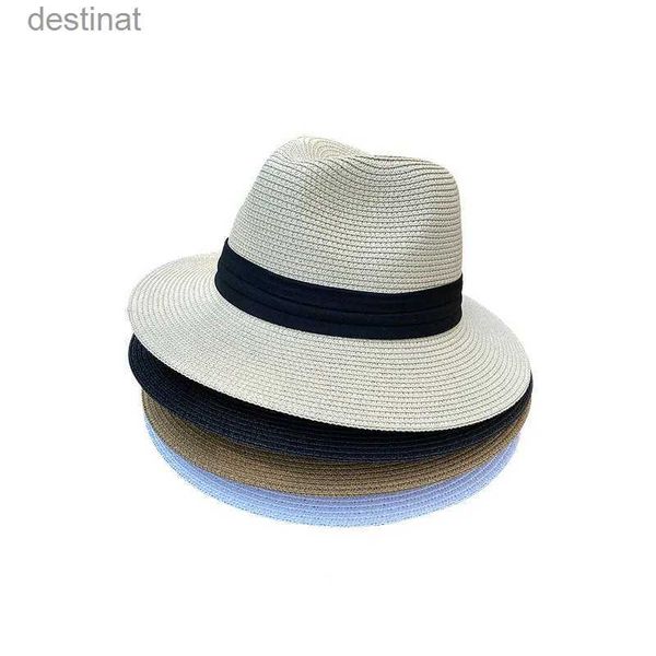 Chapéus de aba larga chapé de balde feminino grande verão respirável protetora solar chapéu de palha masculina moda ao ar livre casual panamá ampla praia jazz legal unissex sol hatl231221