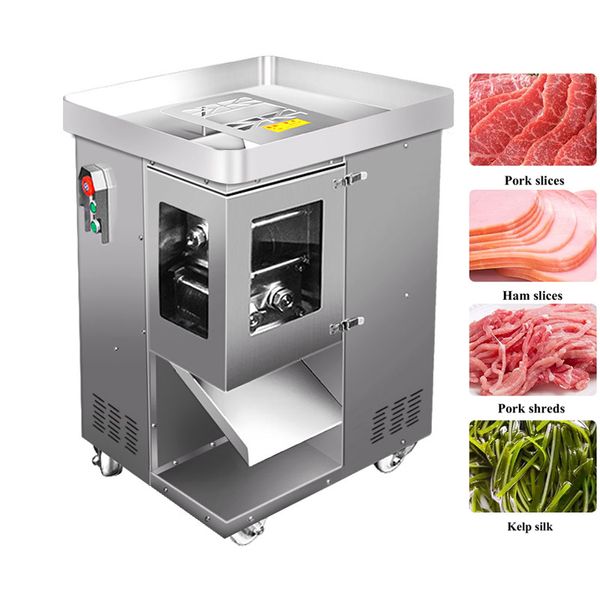Slicer de carne elétrica Shredder Máquina de corte vertical de carne comercial automática Corte de legumes Double Blade Design